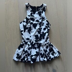 H&M Black and White Floral Peplum Top